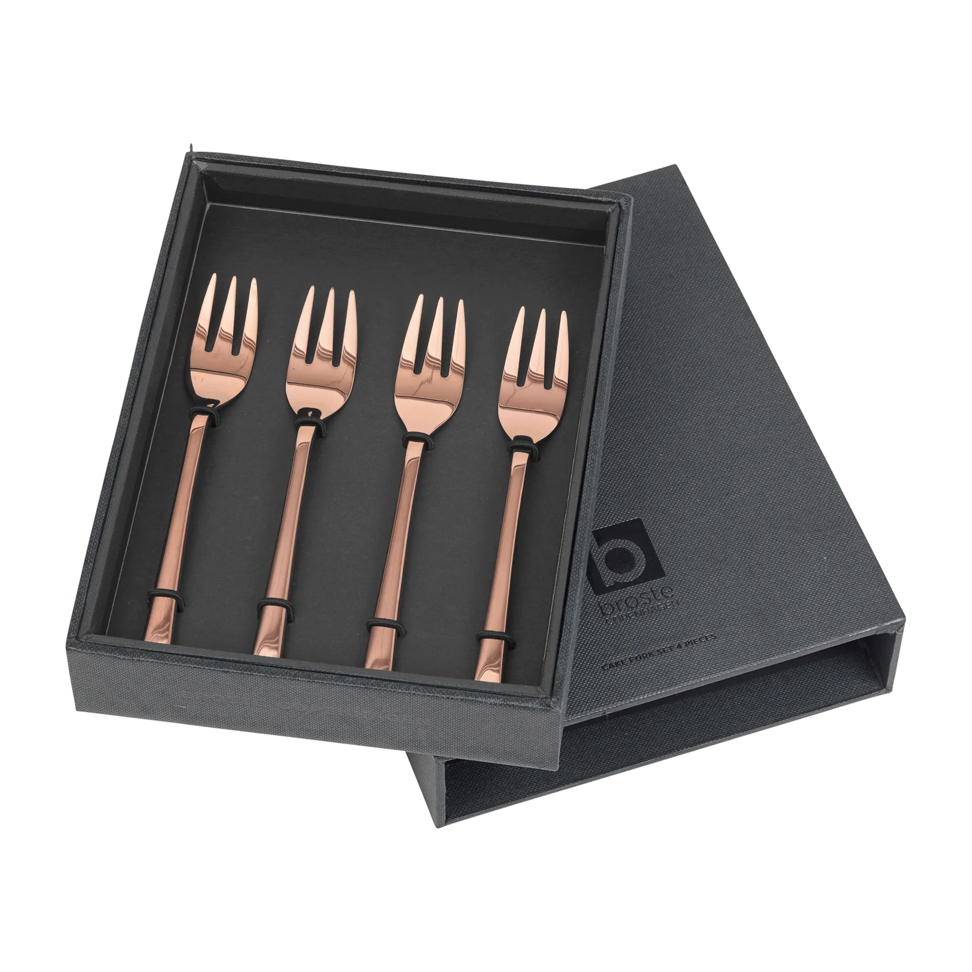Hune cake fork 4-pack, titanium espresso Broste Copenhagen