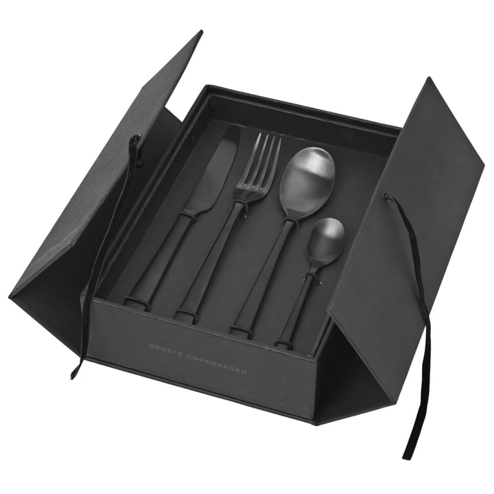 Hune cutlery 16 pcs, titanium mat black Broste Copenhagen