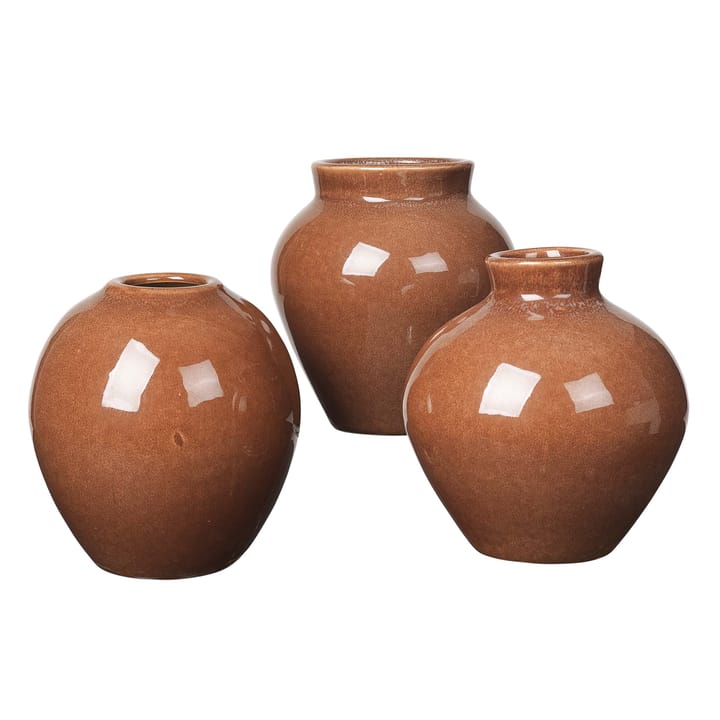 Ingrid ceramic vase 14.5 cm 3-pack, caramel cafe Broste Copenhagen