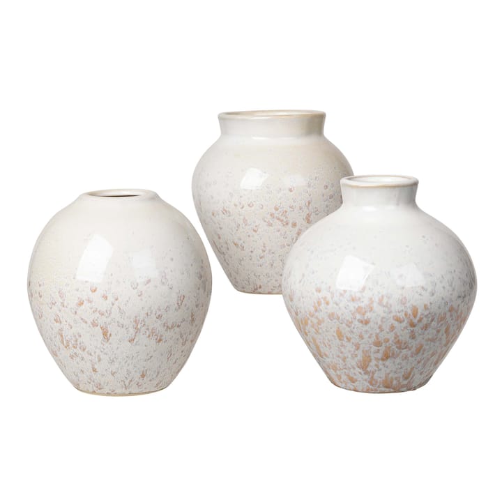 Ingrid ceramic vase 14.5 cm 3-pack, rainy day-indian tan Broste Copenhagen