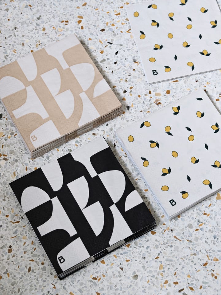 Lemon napkin 33x33 cm 20-pack, Off-white yellow Broste Copenhagen
