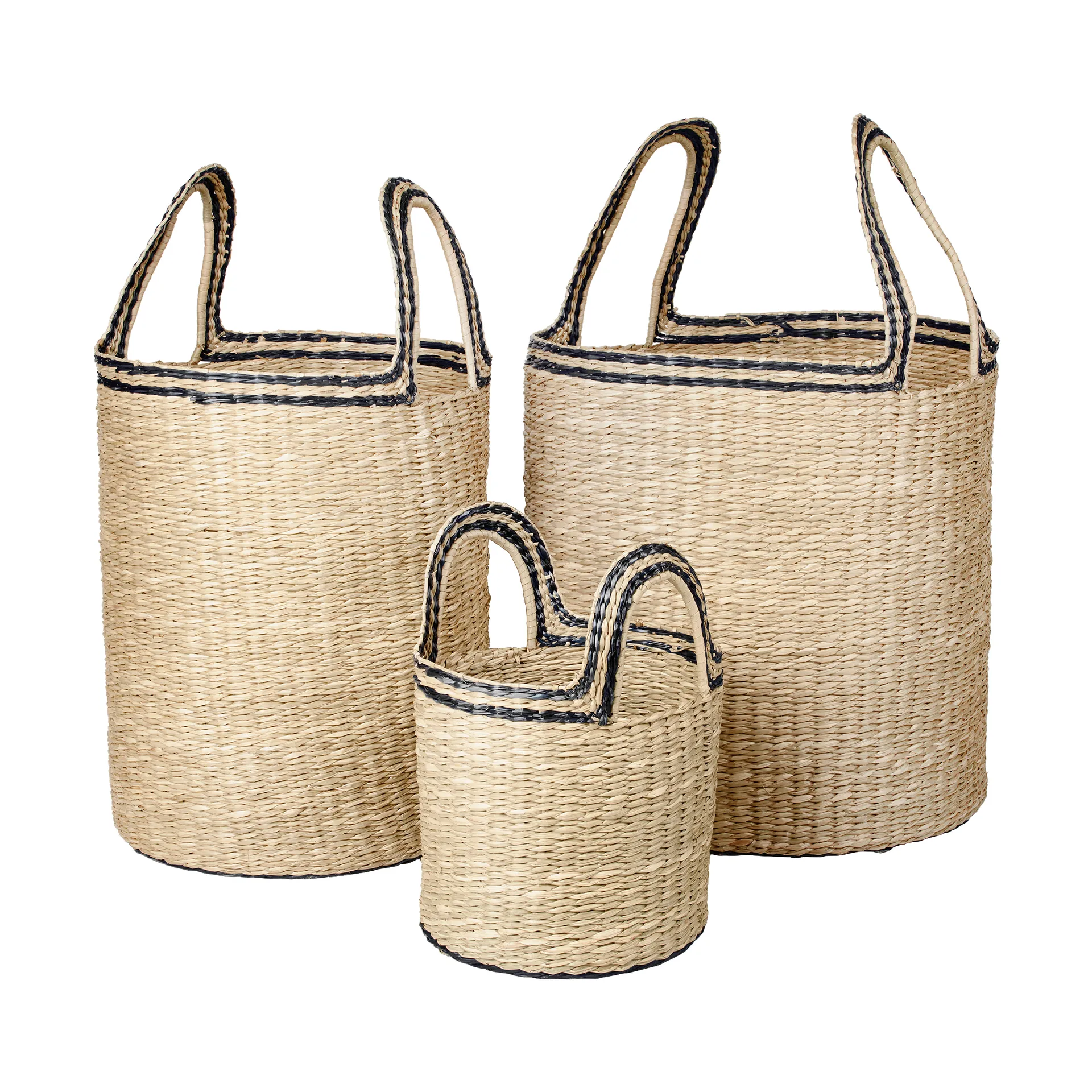 Lykke basket 3 pieces, Natural black Broste Copenhagen