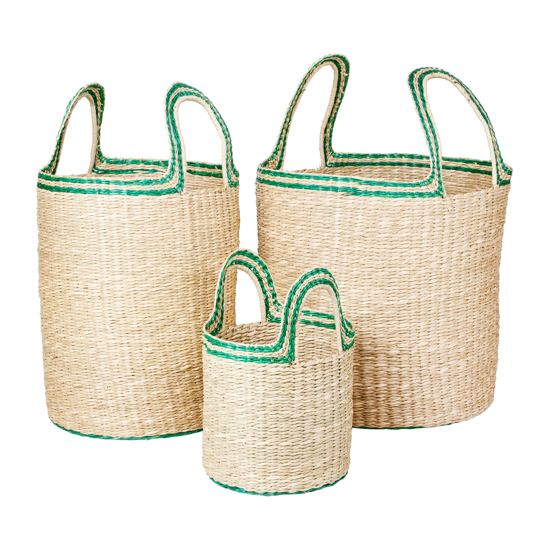 Lykke basket 3 pieces, Natural-green Broste Copenhagen