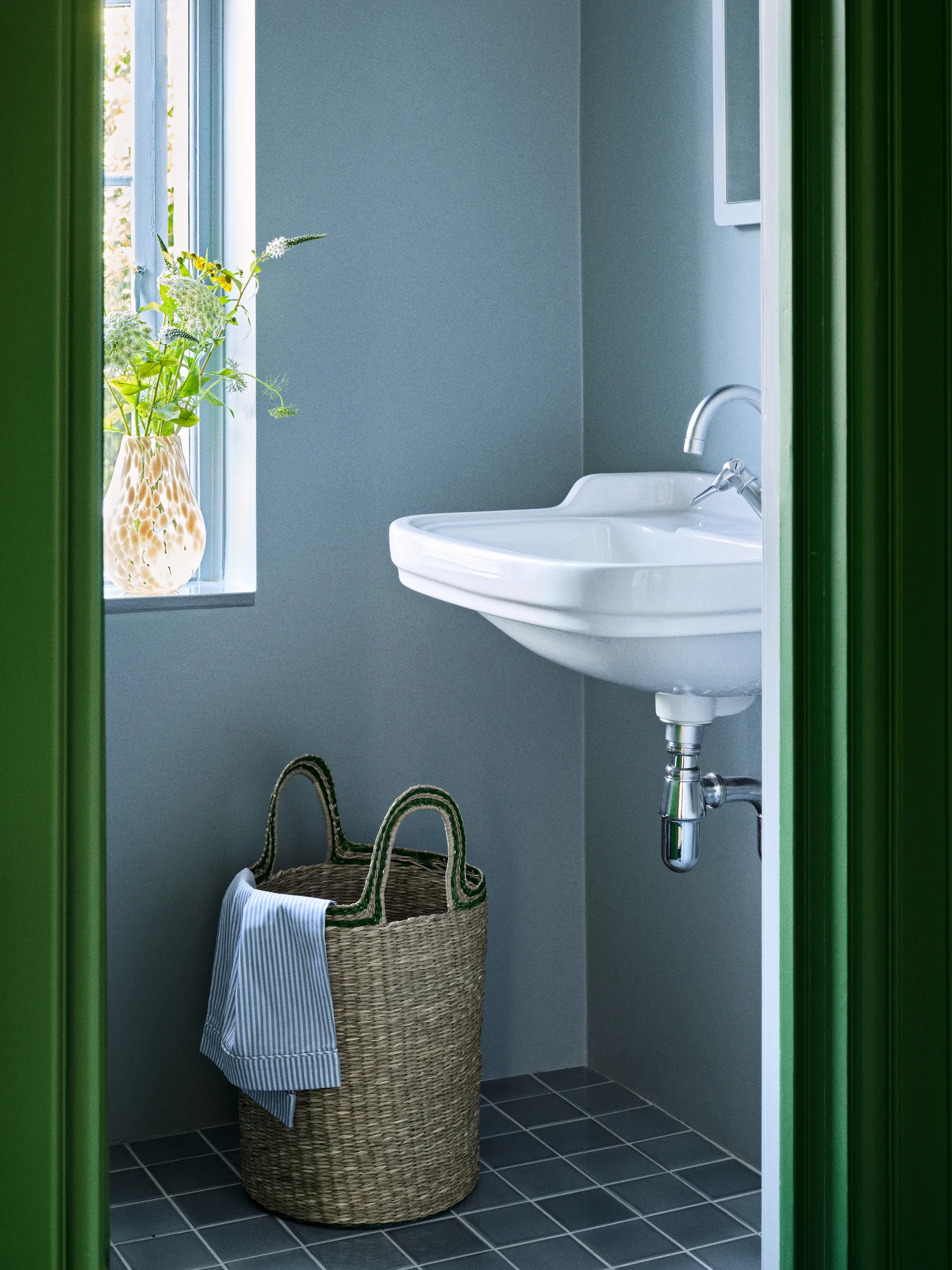 Lykke basket 3 pieces, Natural-green Broste Copenhagen