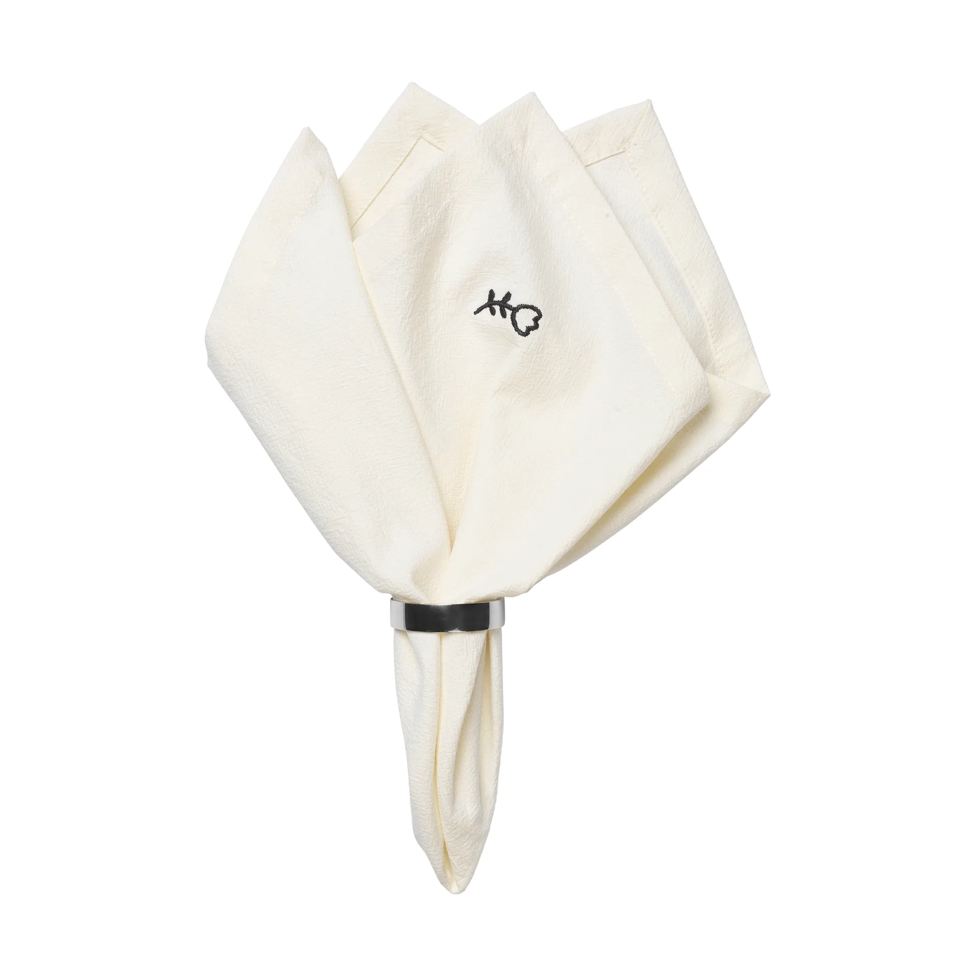 Mai cloth napkin 45x45 cm, Black-off white. Broste Copenhagen