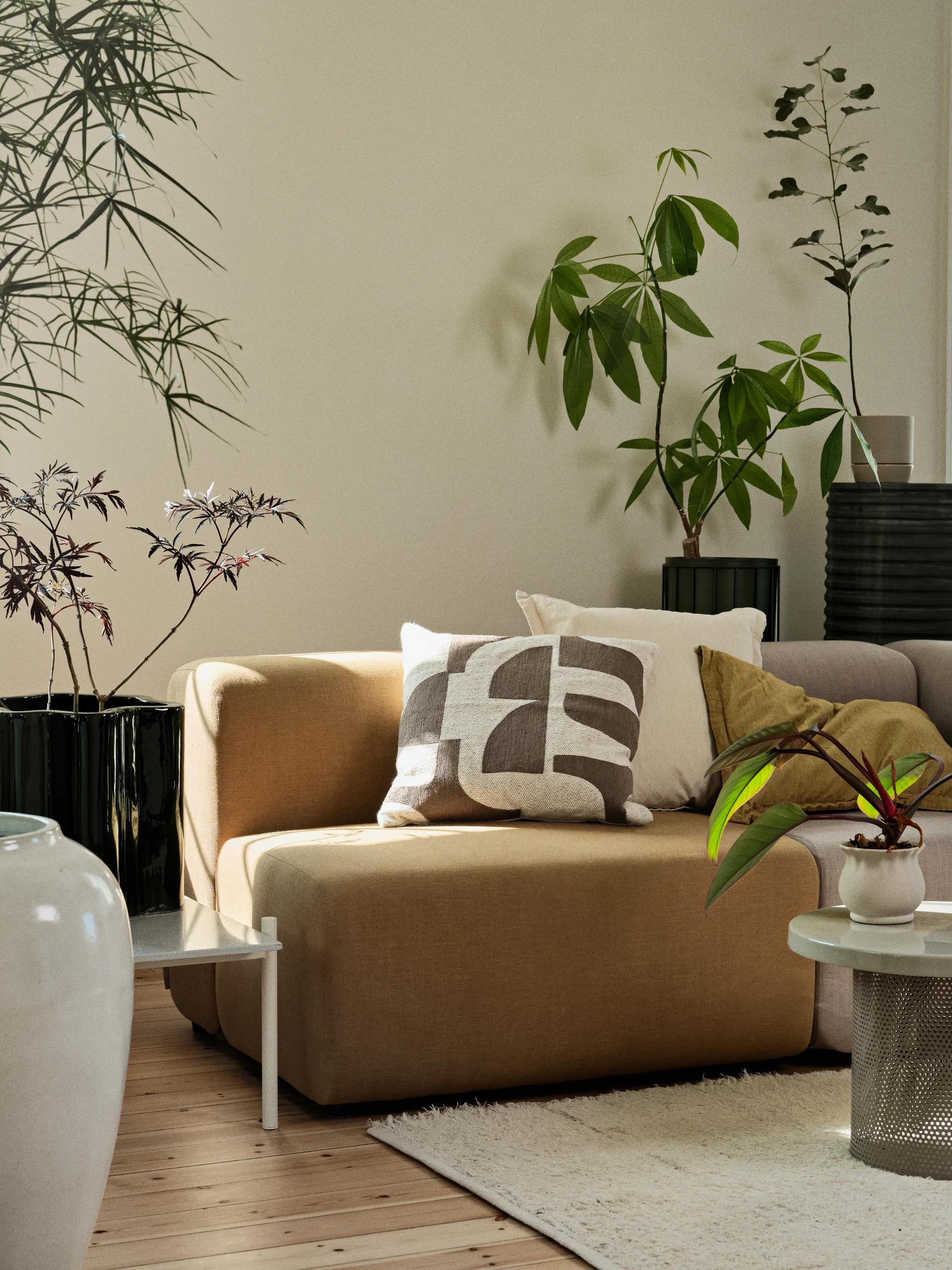 Mundo cushion cover 50x50 cm, Kangaroo brown-off white Broste Copenhagen