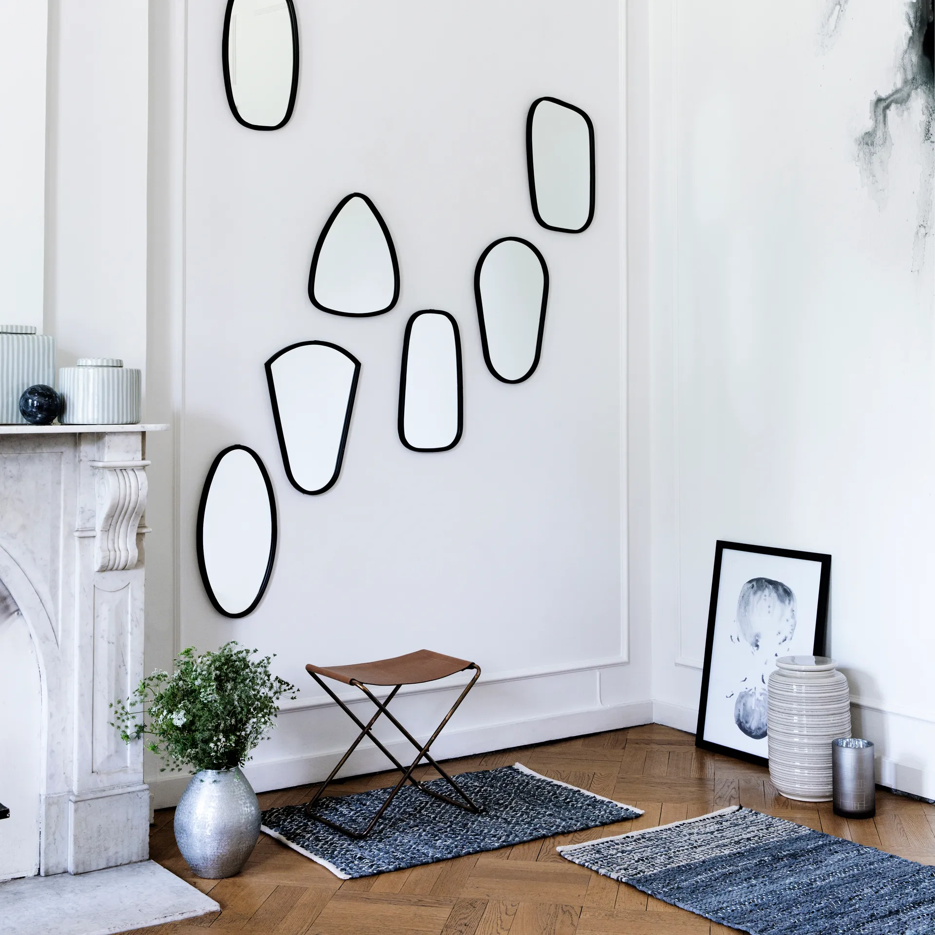 Nola stool leather, brown, 45 cm Broste Copenhagen