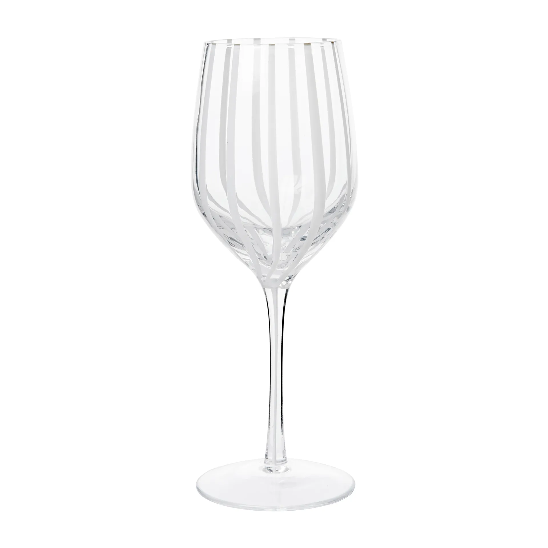Stripe white wine glass 35 cl, Clear-white stripes Broste Copenhagen