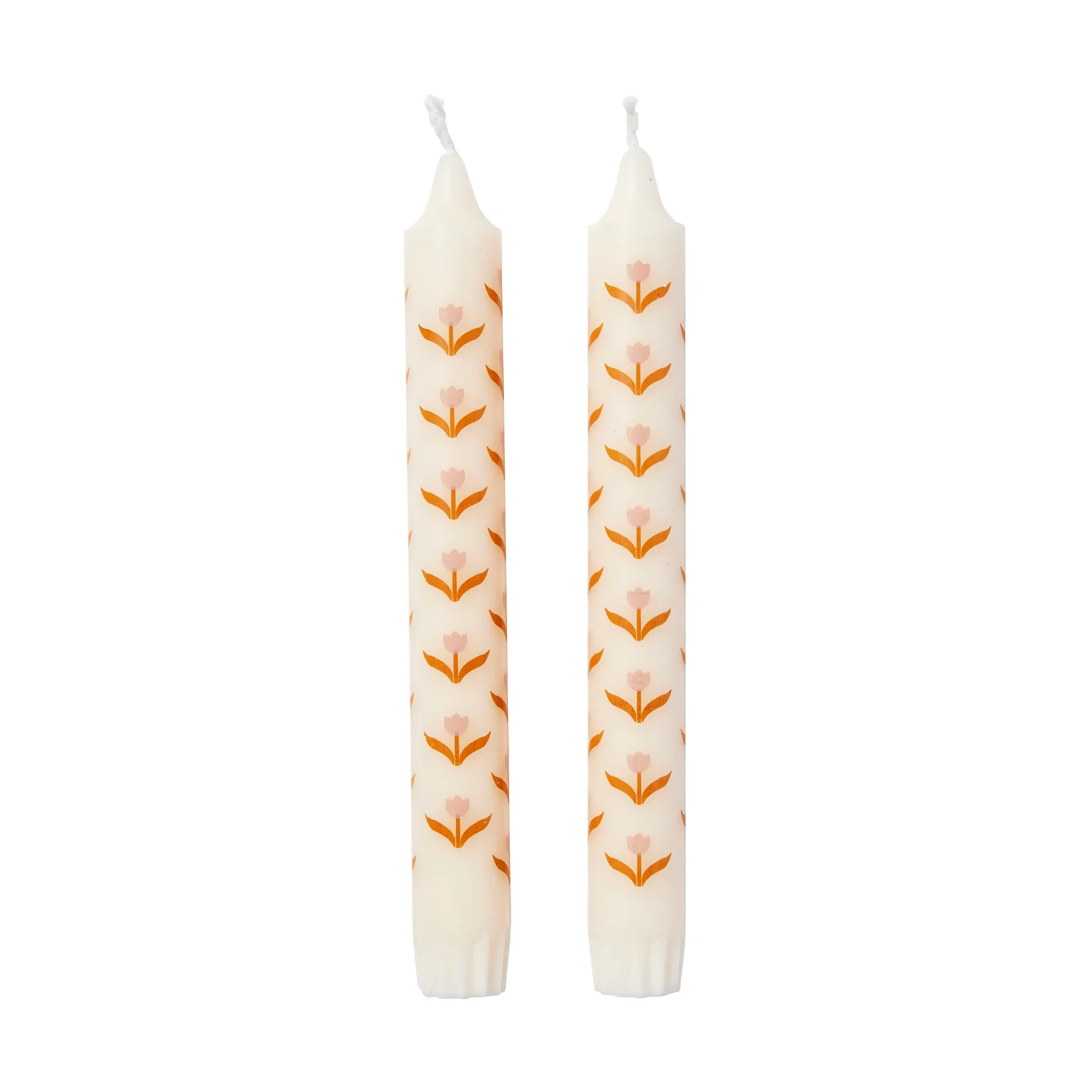 Tulip taper candles 2-pack, White-soft pink Broste Copenhagen