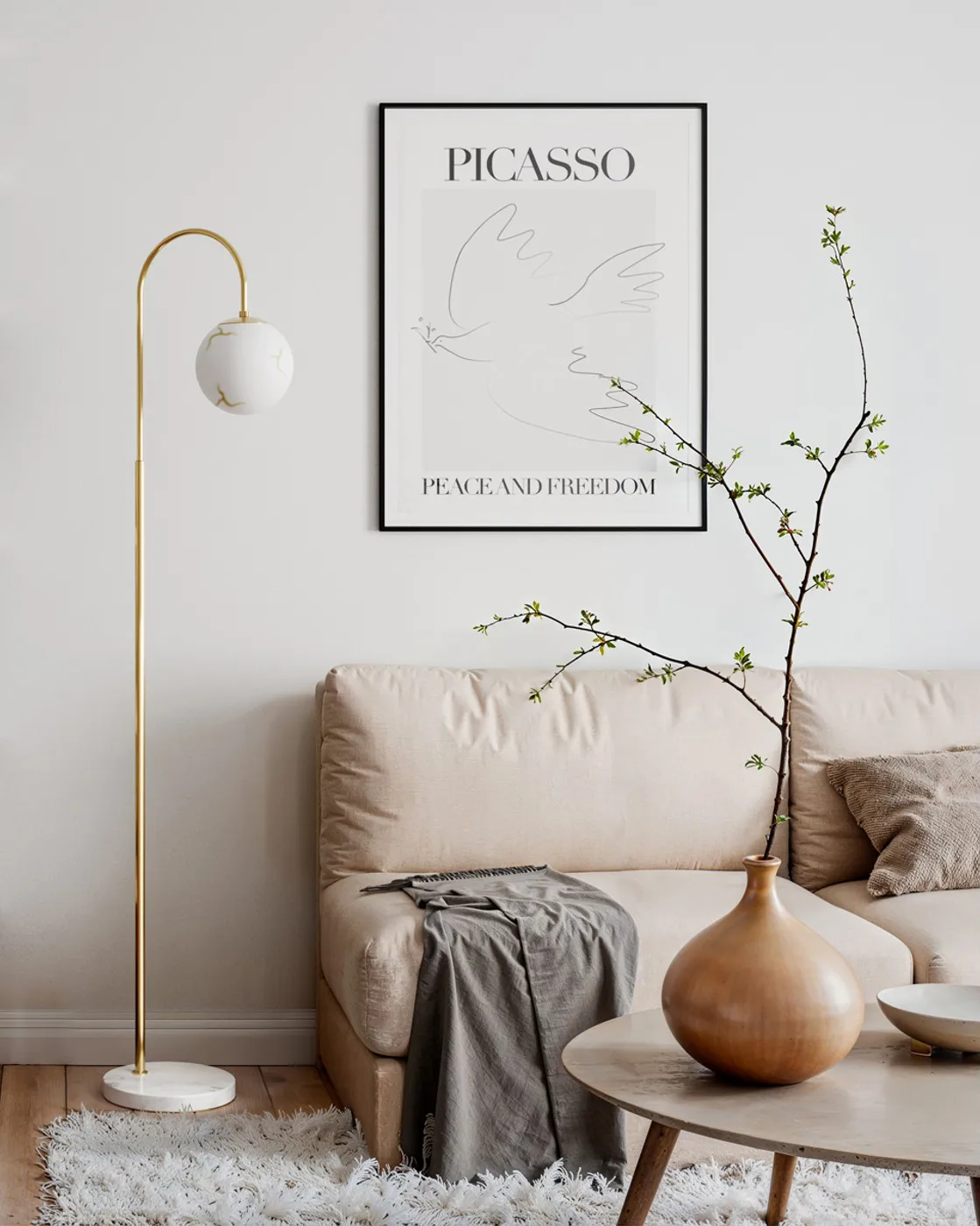 Bellagio floor lamp 163 cm, Brass-white By Rydéns