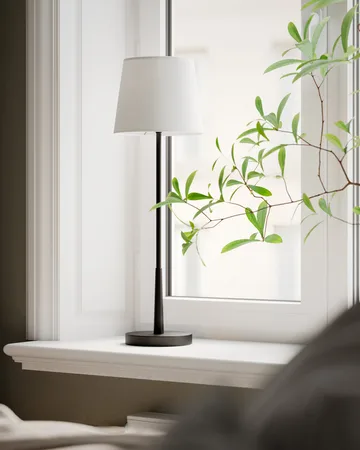 Lumi table lamp 68,5 cm - Matte black-white - By Rydéns