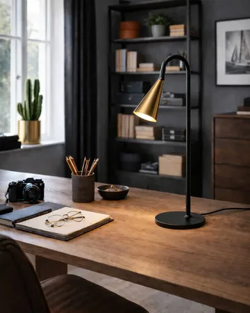 Spline table lamp - Black-brass, 55 cm - By Rydéns