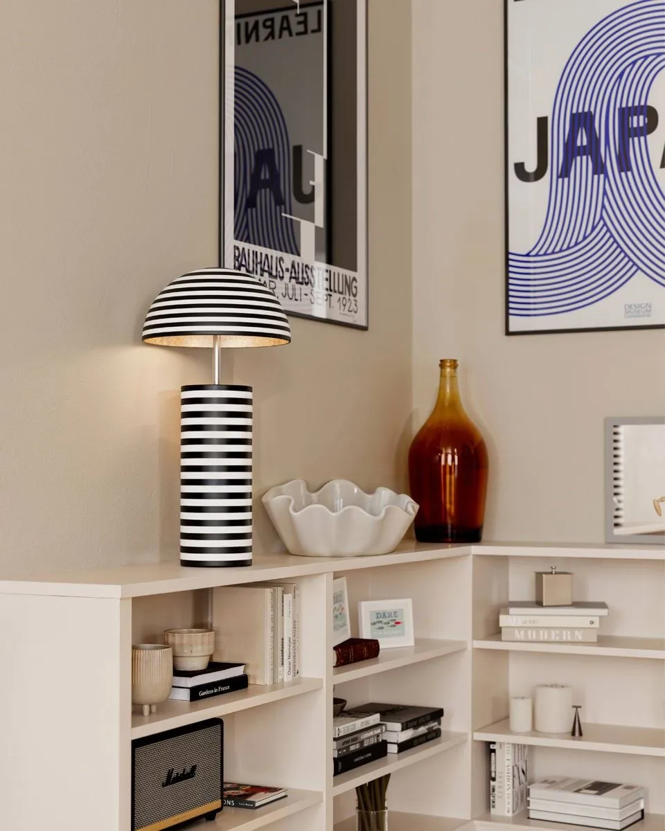 Stripe table lamp, White-black, 50 cm By Rydéns