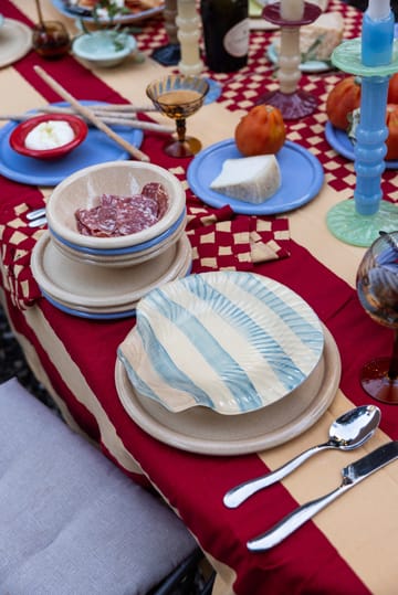 Armona stripe plate 23.5x23.5 cm - Light blue-white - Byon