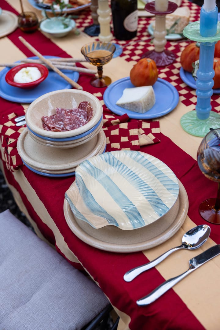 Armona stripe plate 23.5x23.5 cm, Light blue-white Byon