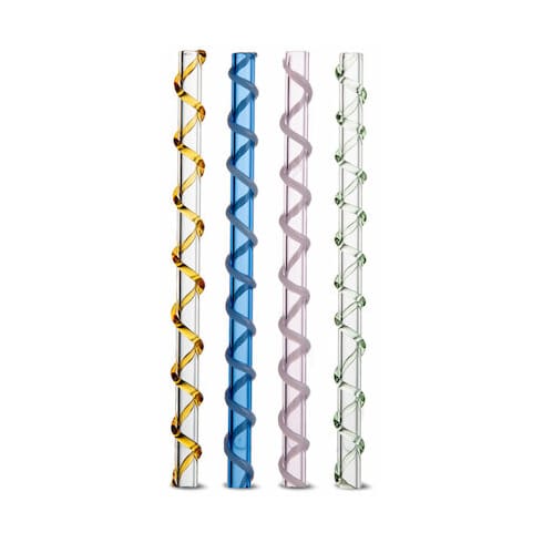 Celebrate straws 4-pack, Blue-Amber-Pink-Green Byon