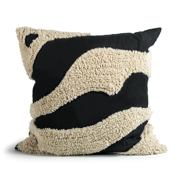 Fluffy cushion 50x50 cm - Black-beige, 50x50 cm - Byon