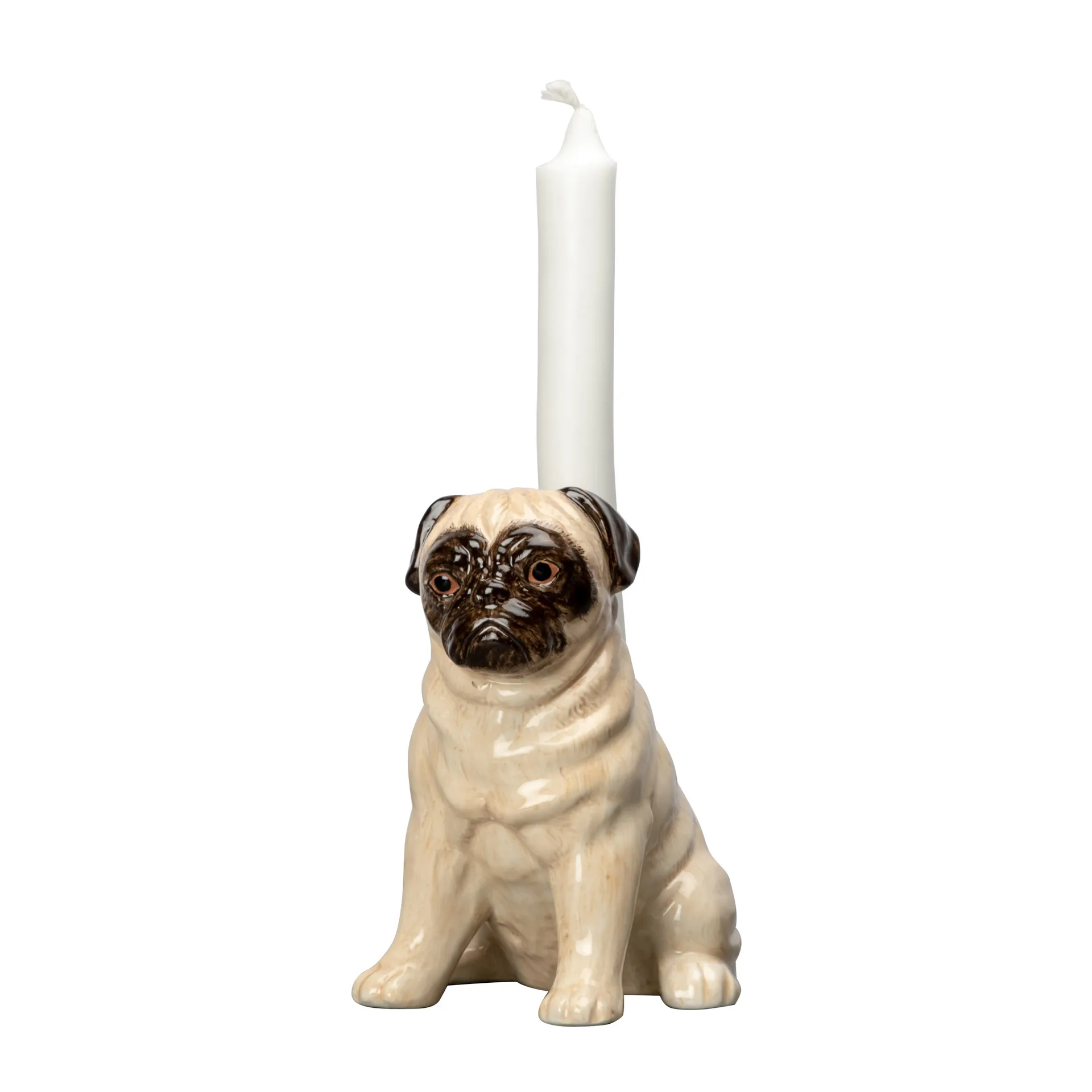 Pug candle sticks 14.5 cm, Beige-brown Byon