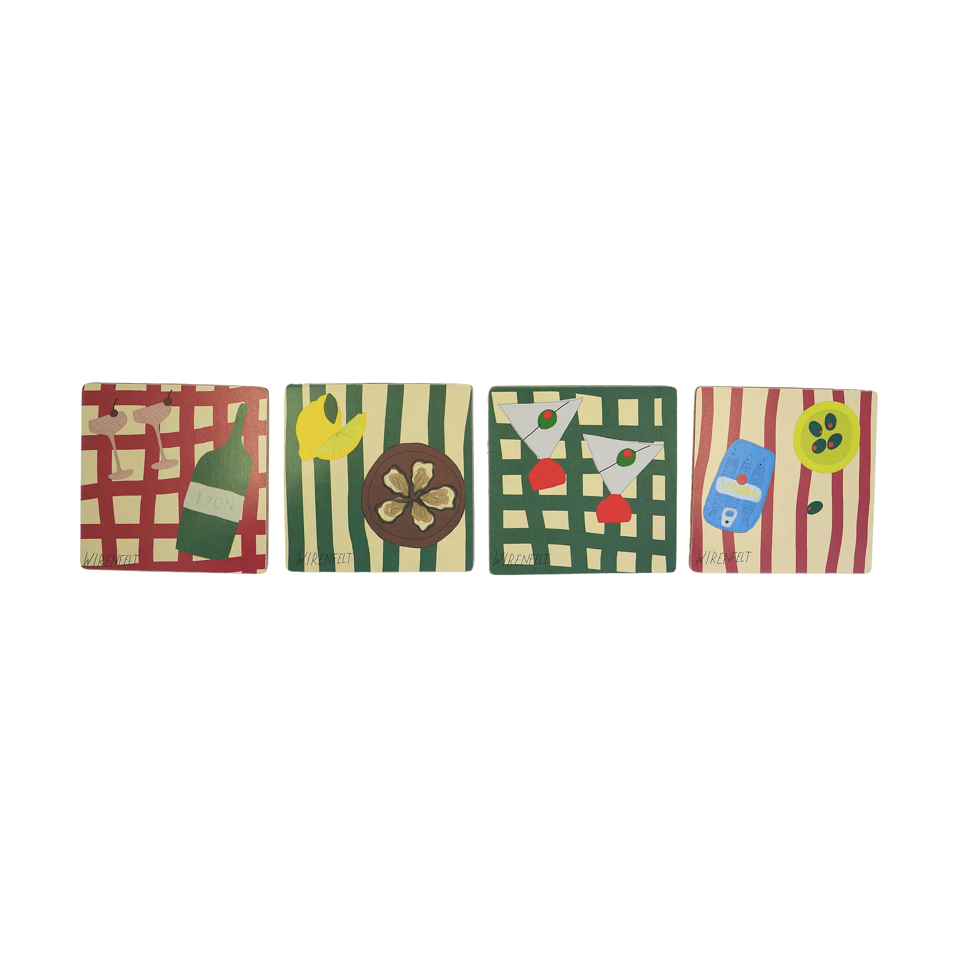 Sera glass coasters, 4 pieces, Mix, 9x9 cm Byon