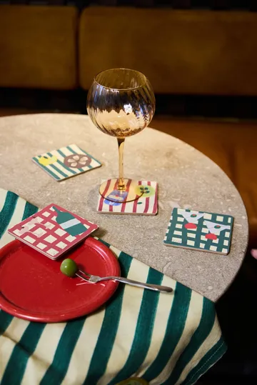 Sera glass coasters, 4 pieces - Mix, 9x9 cm - Byon