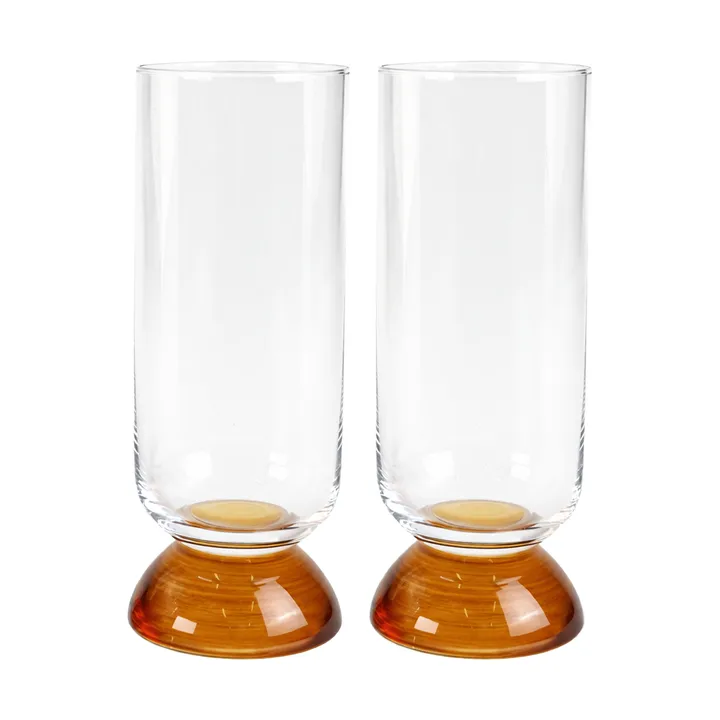 Spice tall drinking glass 38 cl 2-pack - Clear-amber - Byon