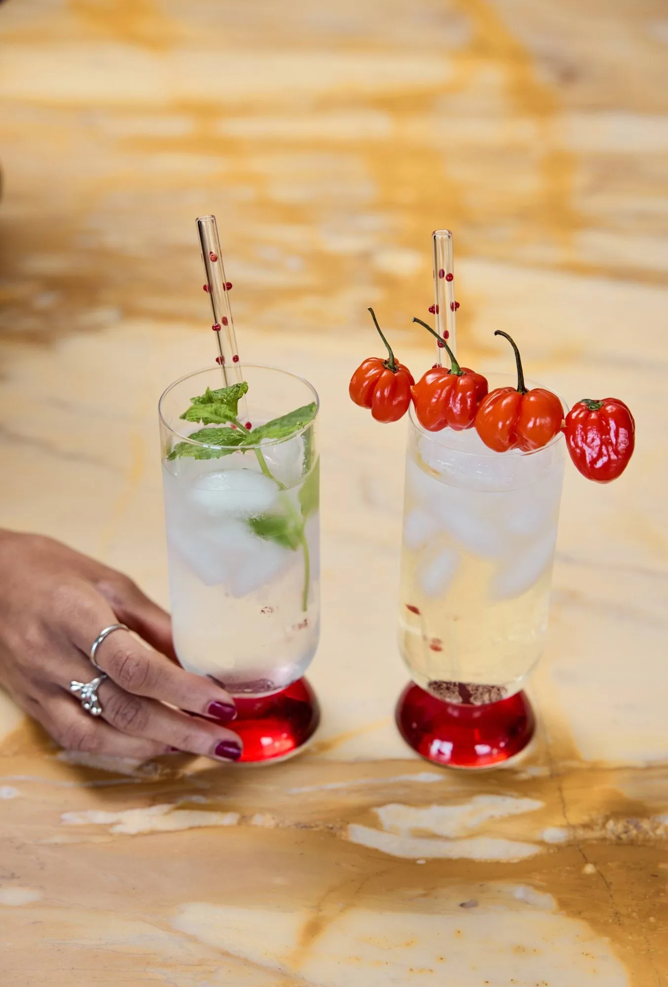 Spice tall drinking glass 38 cl 2-pack, Clear red Byon