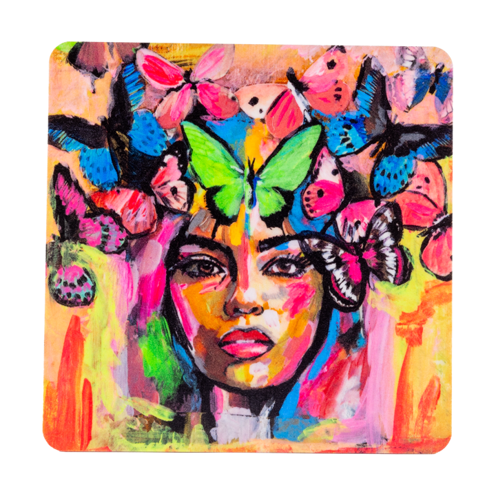 Coming back to life glass coaster 9x9 cm - Multi - Carolina Gynning