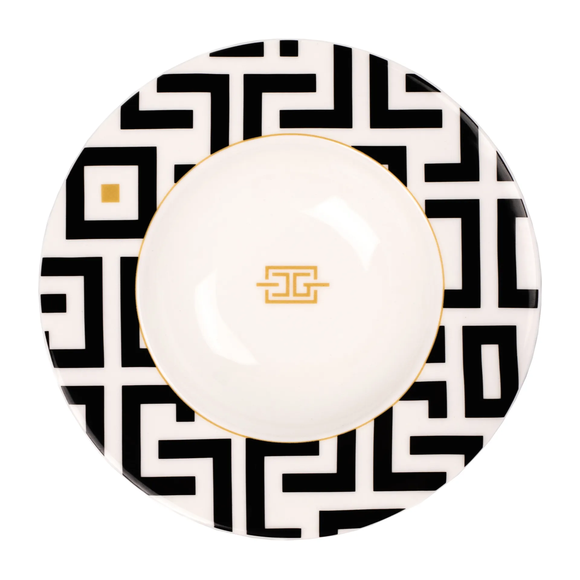 DECO deep plate Ø24.5 cm, White-black Carolina Gynning