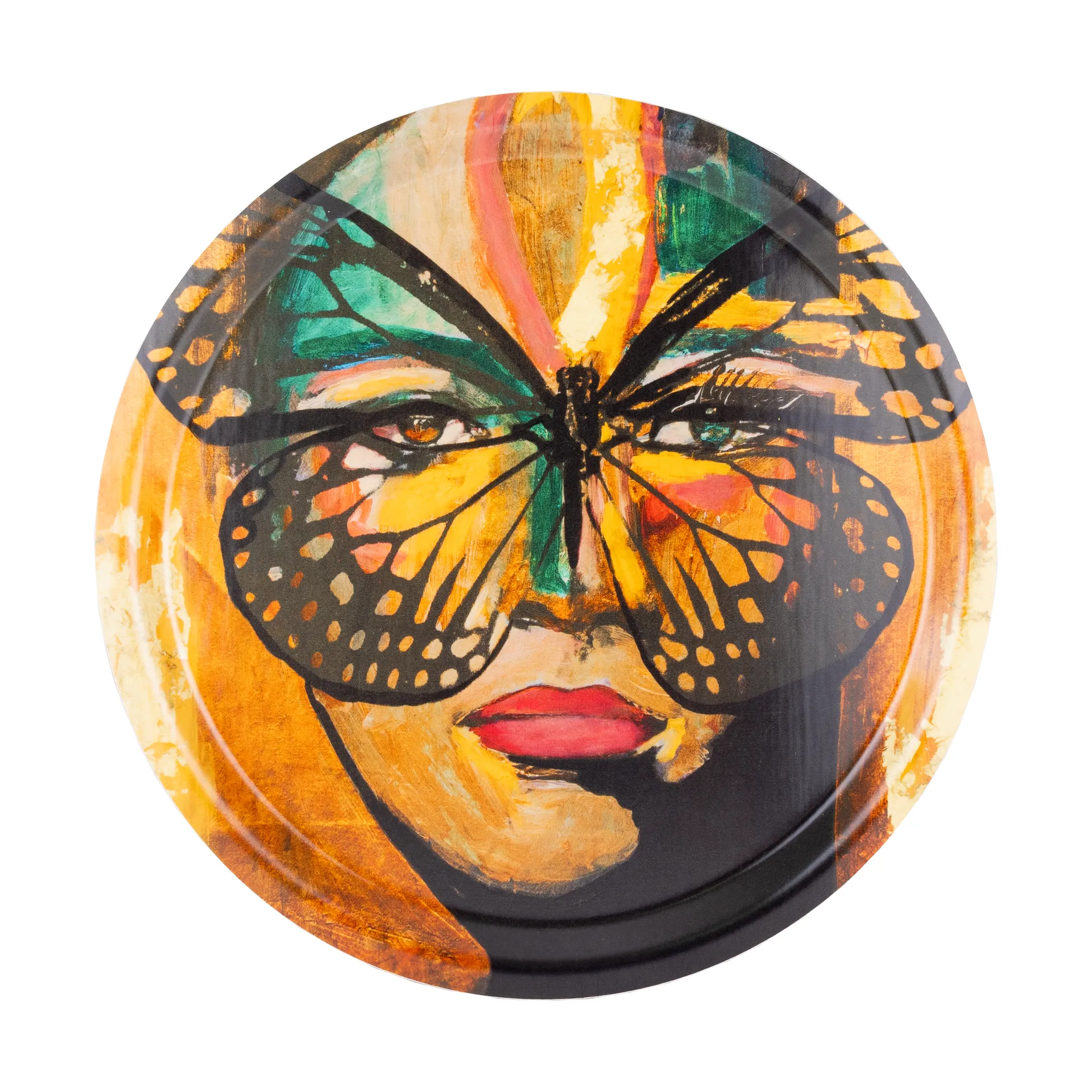Golden Butterfly tray Ø31 cm, Orange-black Carolina Gynning