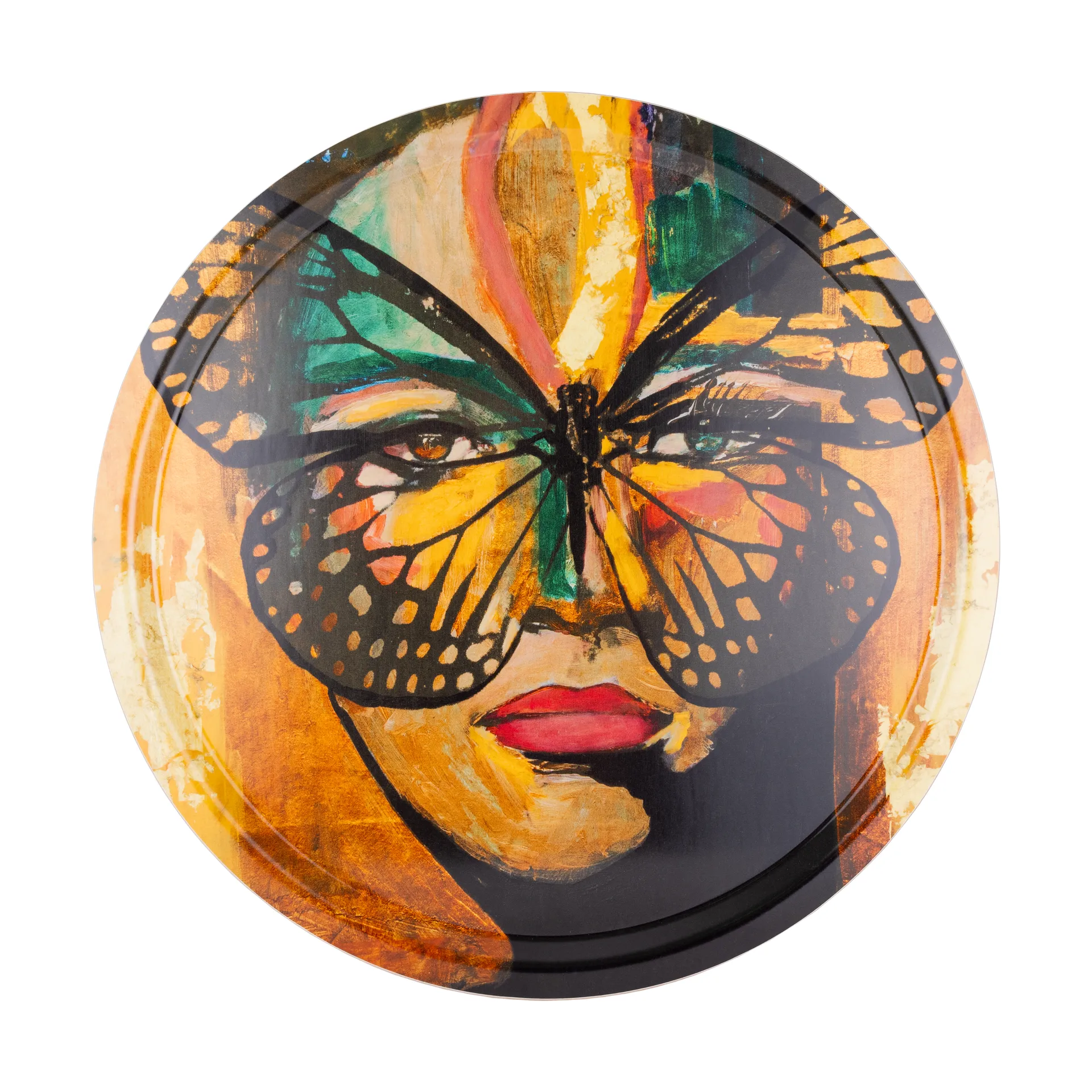 Golden Butterfly tray Ø46 cm, Orange-black Carolina Gynning