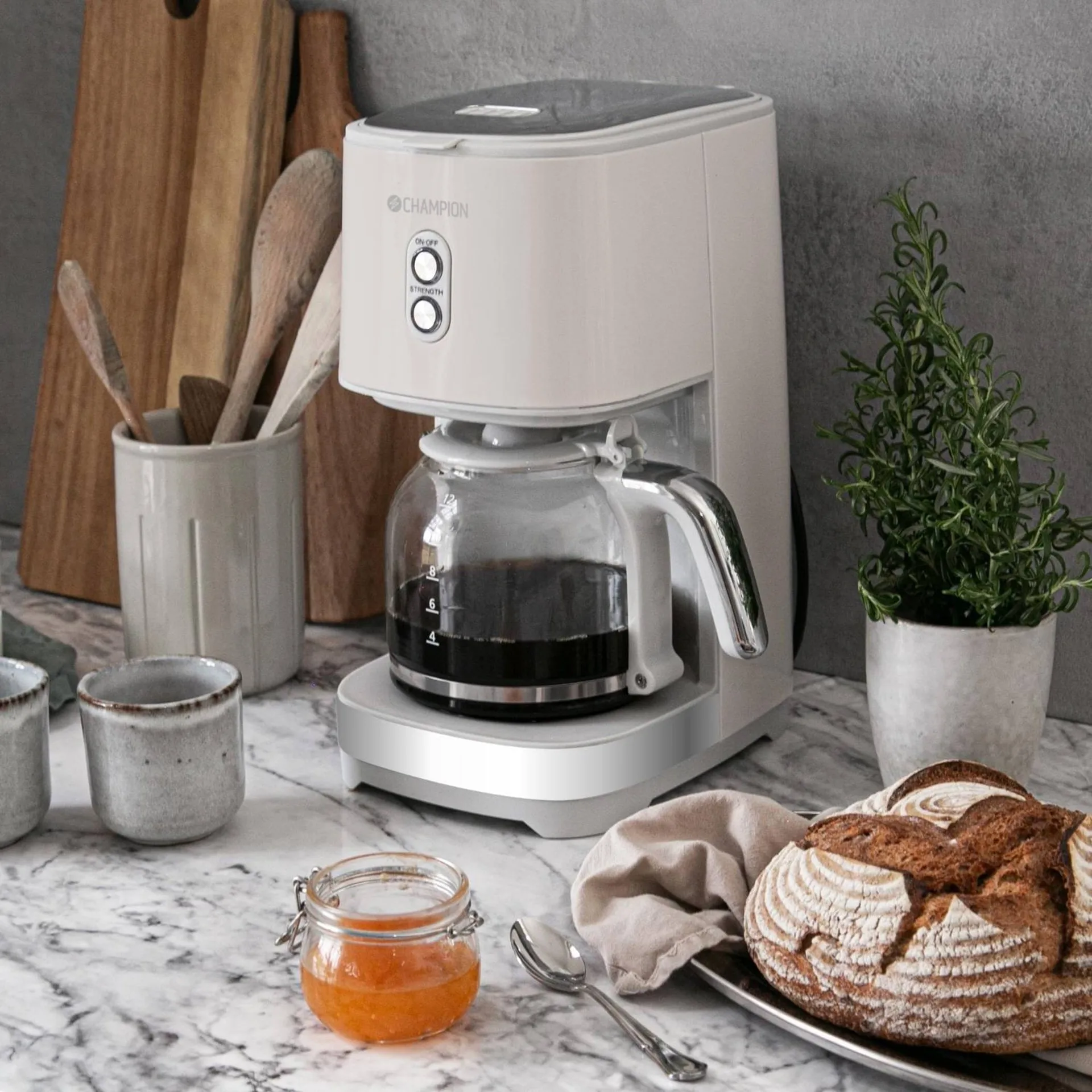 Champion Creme White coffee maker, Beige, 12 cups Champion