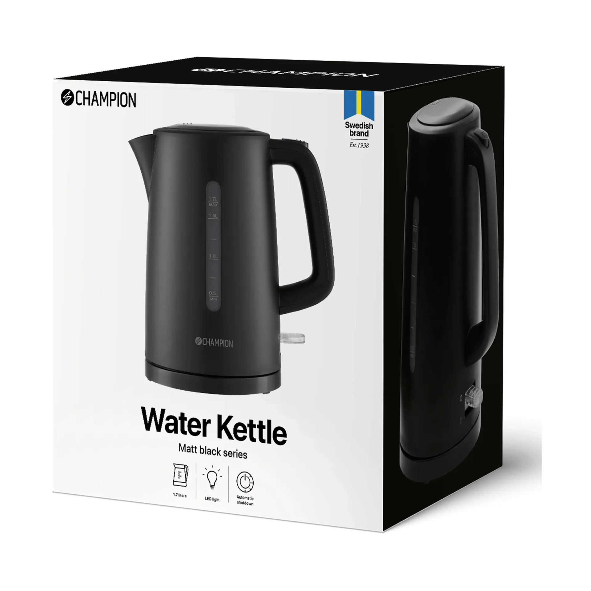 Champion kettle, Matt black, 1.7 l Champion