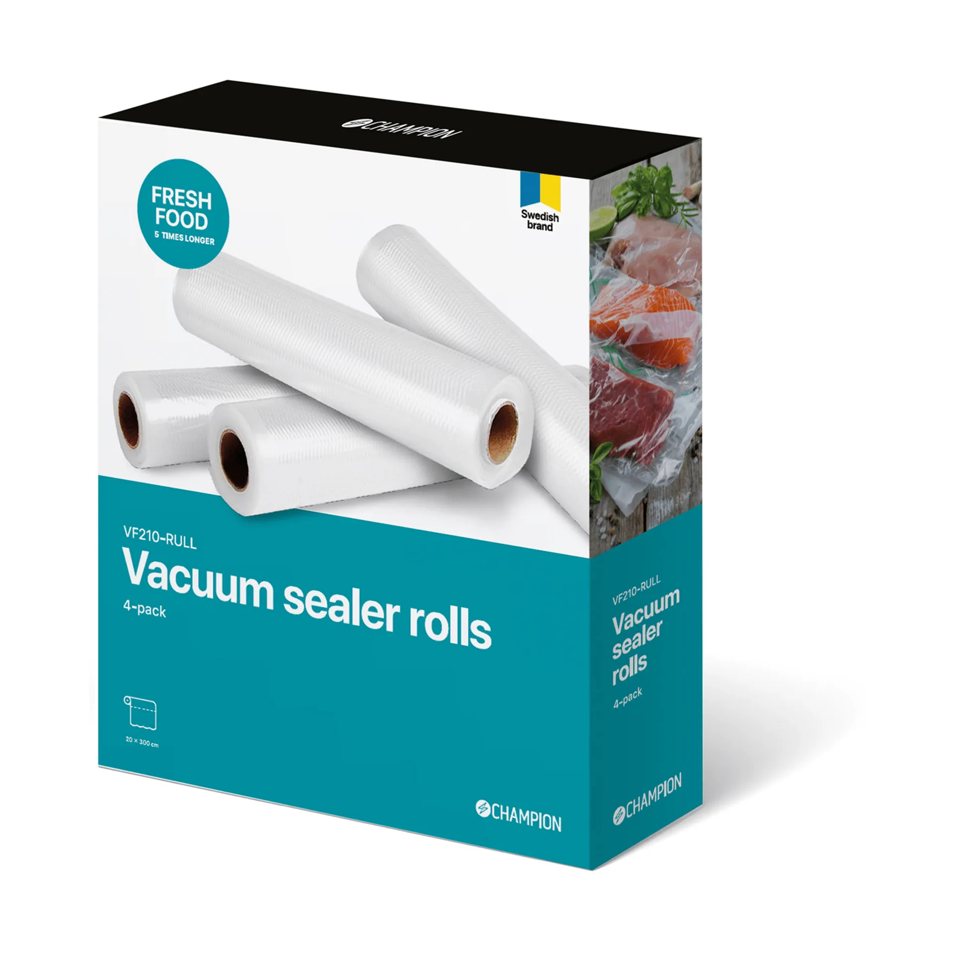 Champion roll plastic 20x300 cm, Transparent, 4 pcs Champion
