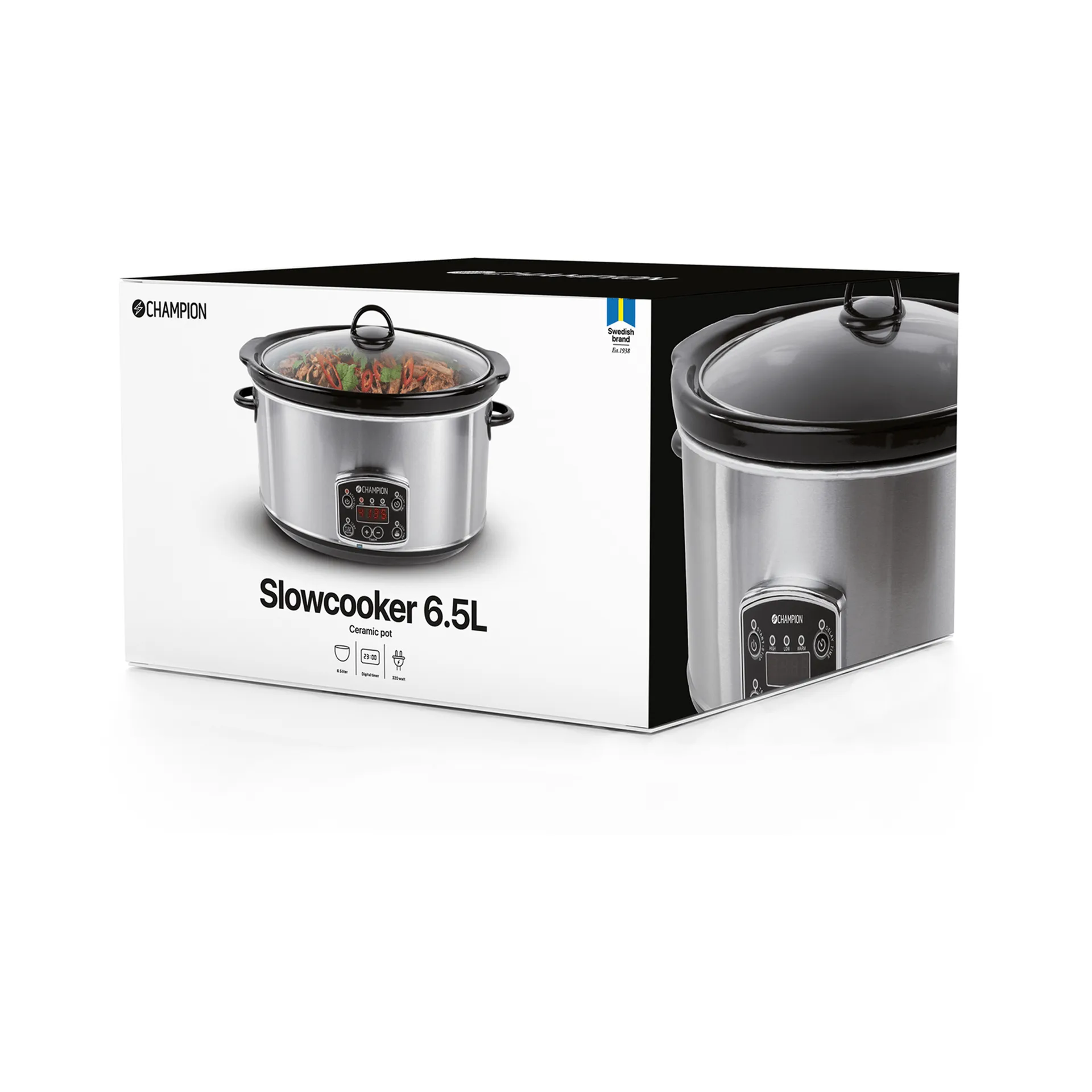 Champion slow cooker, Stainless steel, 6.5 l Champion