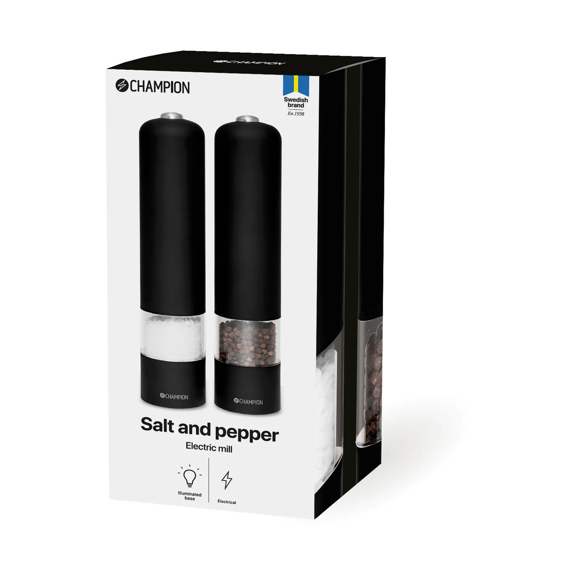 Champion SPK120 salt and pepper mill set, Matte black Champion