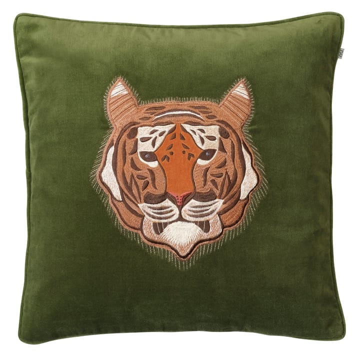 Embroidered Tiger cushion cover 50x50 cm, Cactus green Chhatwal & Jonsson