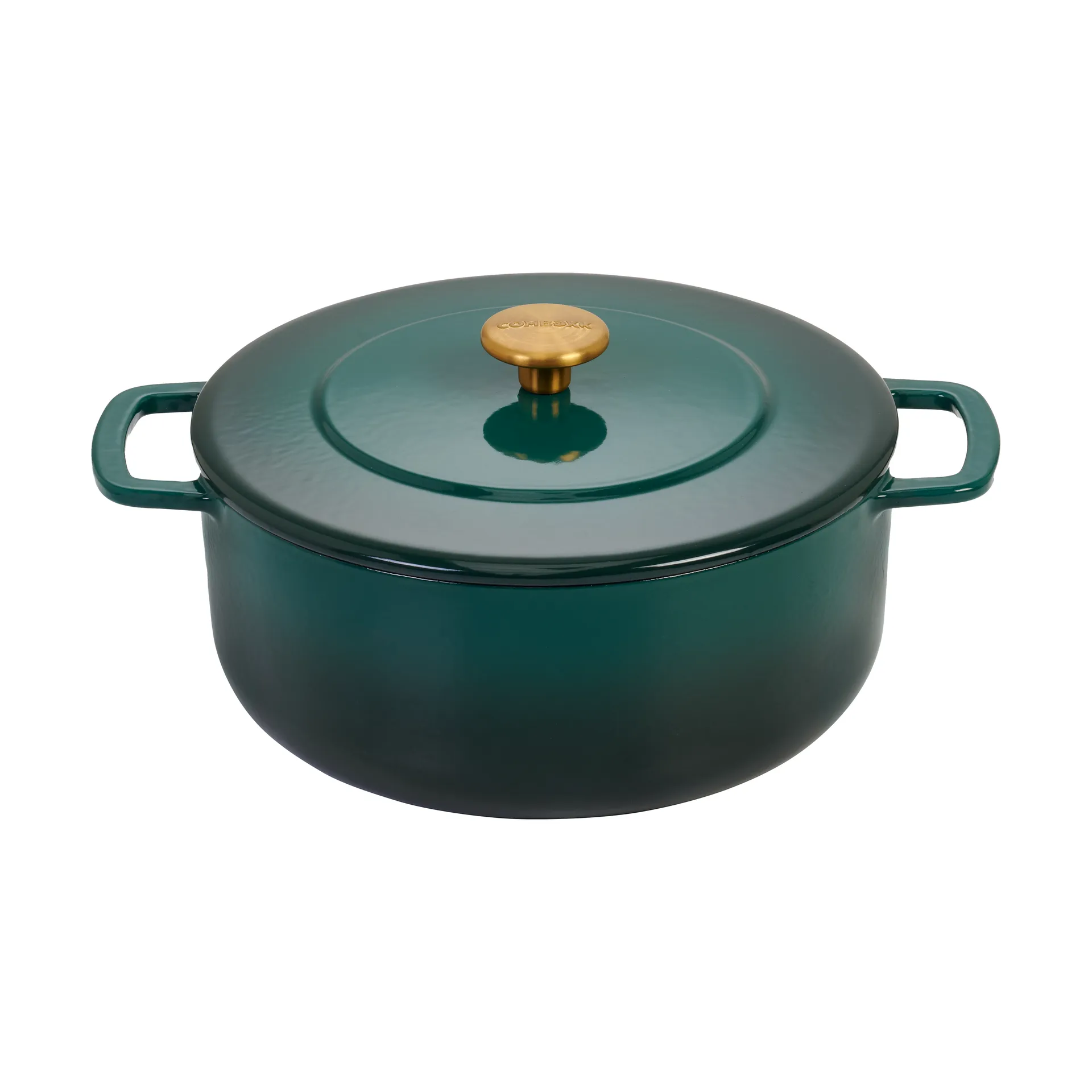 Combekk Enameled cast iron casserole Ø28 cm, Holly Green-gold knob Combekk