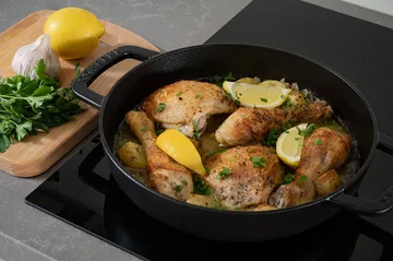 Combekk Enameled cast iron sauté pan Ø28 cm - Black-silver knob - Combekk
