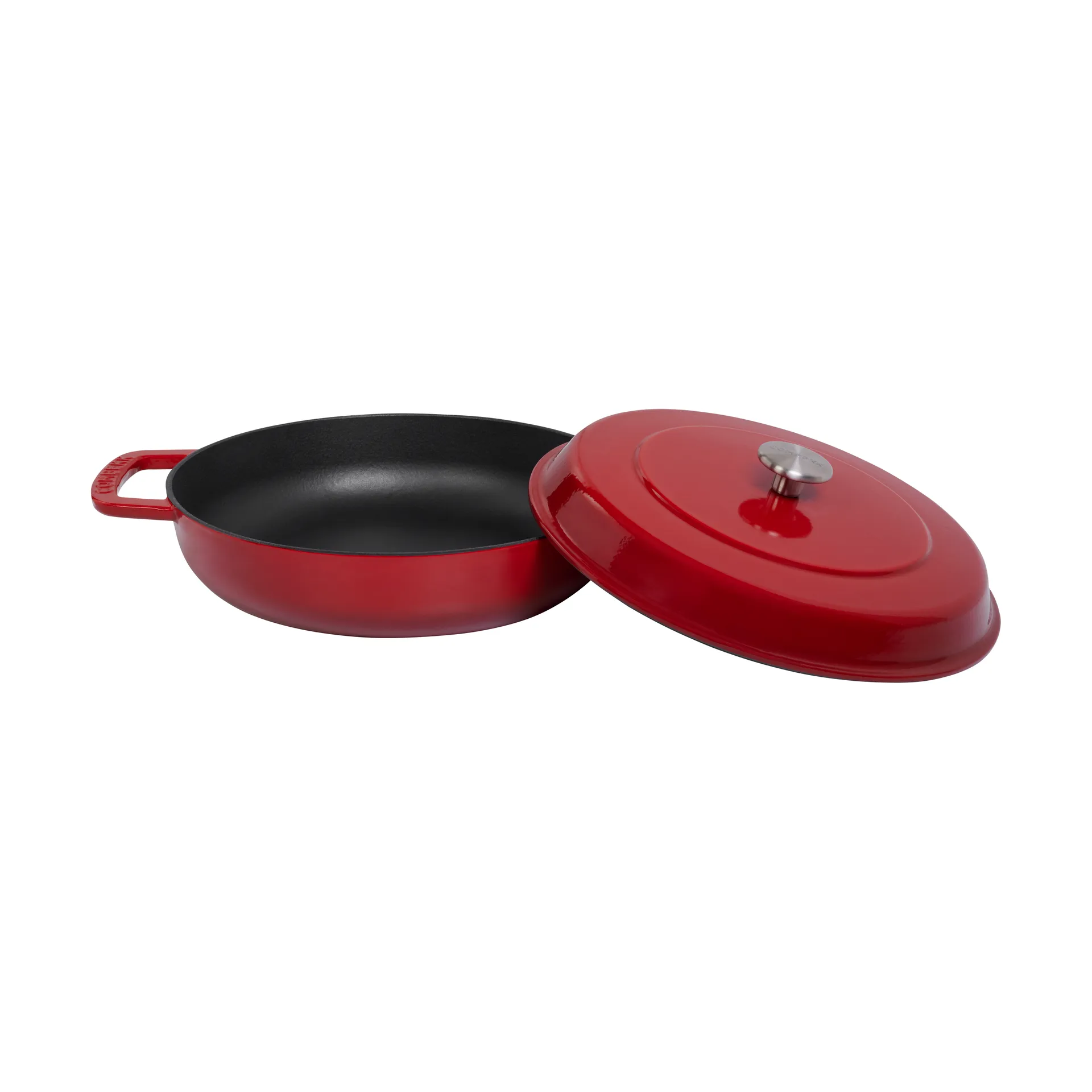 Combekk Enameled cast iron sauté pan Ø28 cm, Cherry-silver knob Combekk
