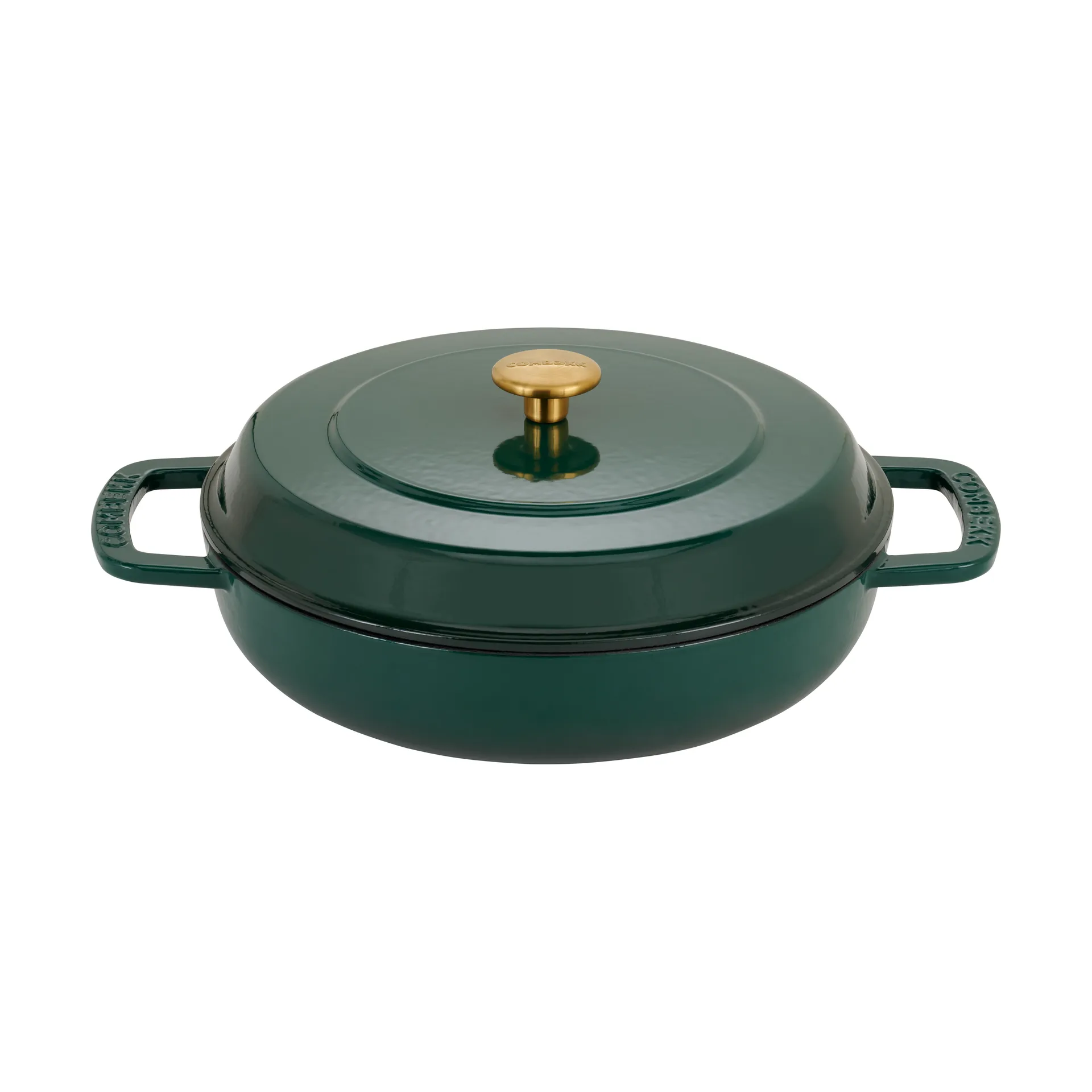 Combekk Enameled cast iron sauté pan Ø28 cm, Holly Green-gold knob Combekk
