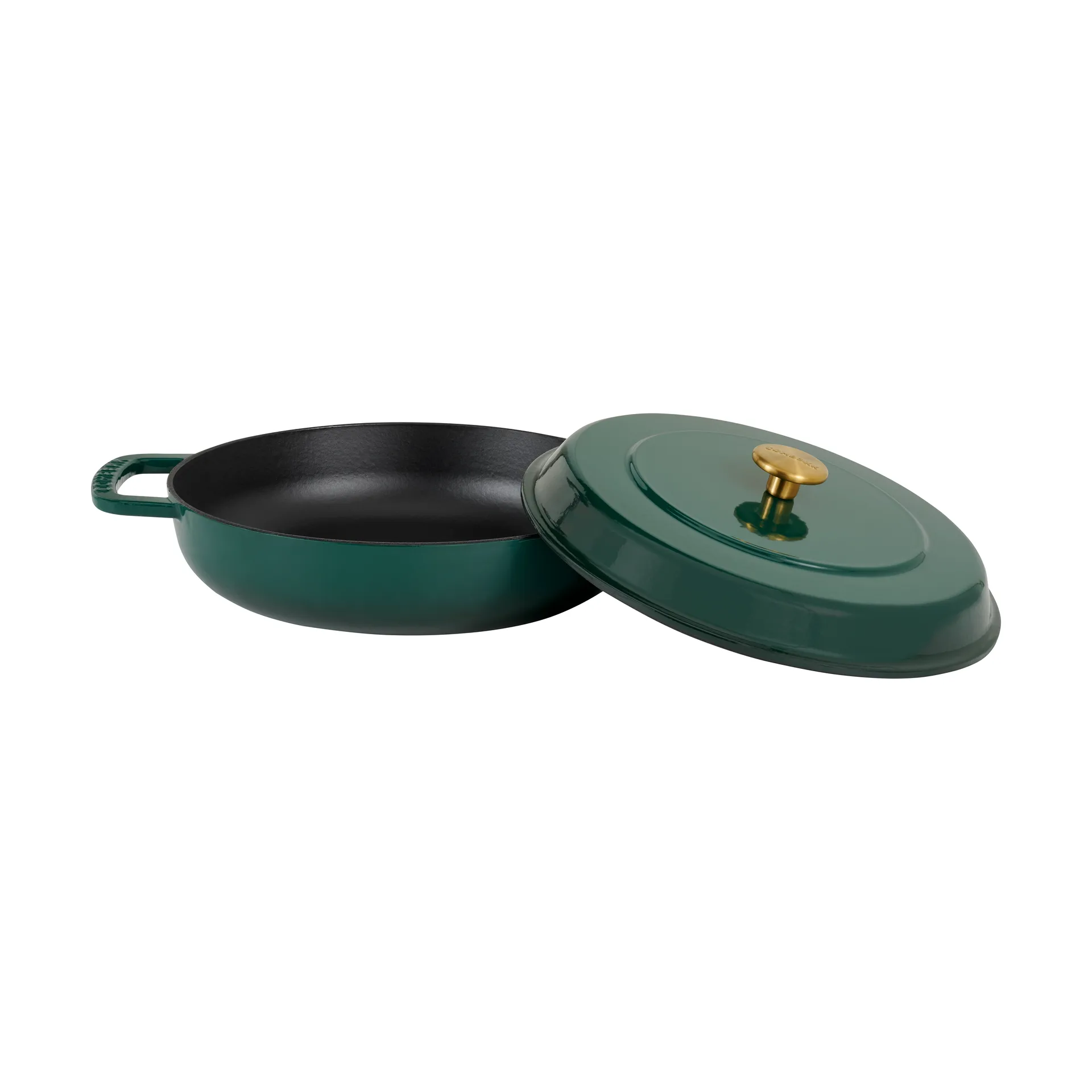 Combekk Enameled cast iron sauté pan Ø28 cm, Holly Green-gold knob Combekk