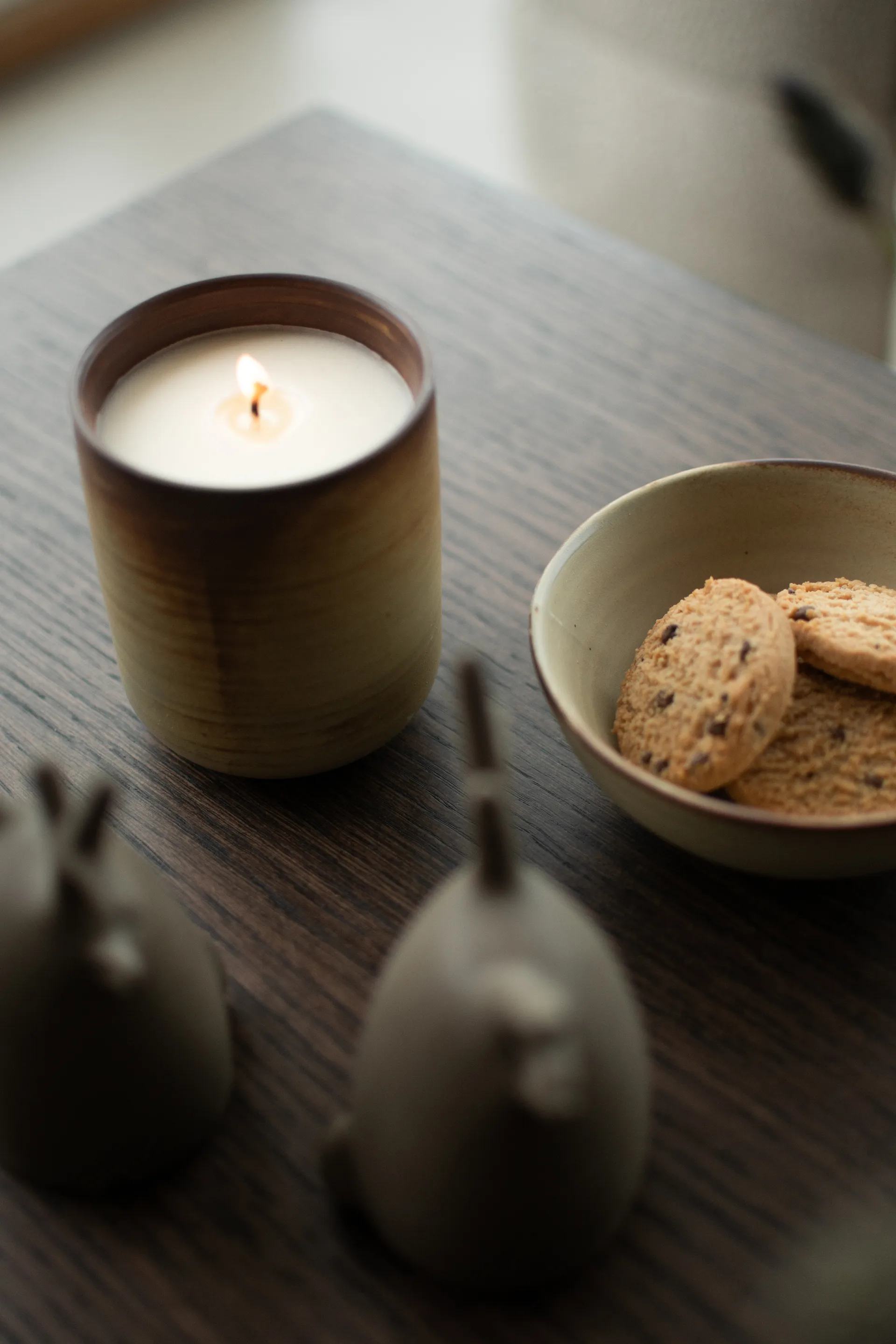 Burn scented candle 60 h, Cream-brown DBKD