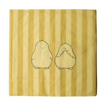 Chubby chicken stripe paper napkins 20-pack - Cream, 33x33 cm - DBKD