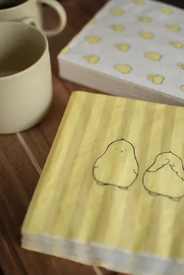 Chubby chicken stripe paper napkins 20-pack - Cream, 33x33 cm - DBKD