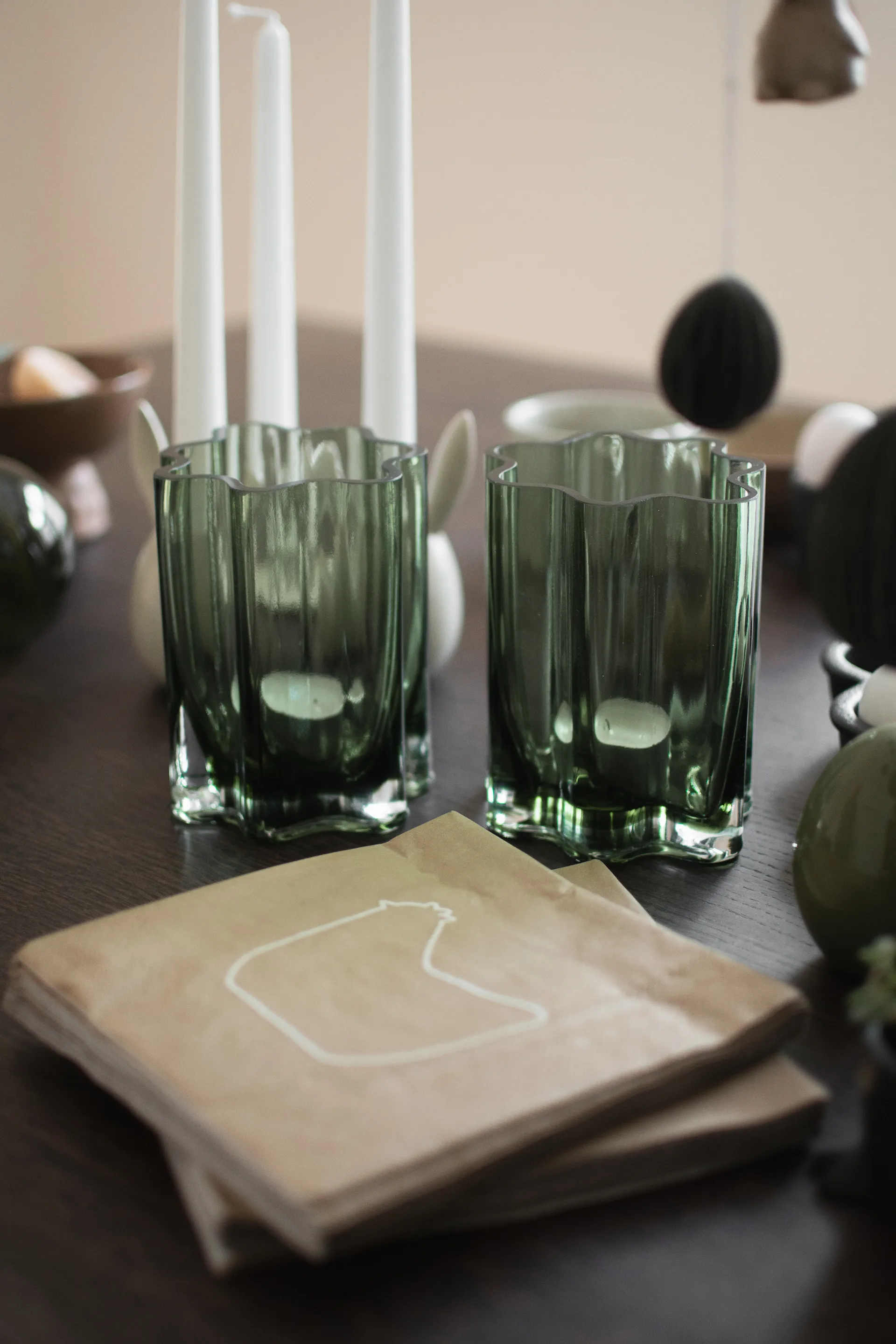 Filter candle holder, Green, Ø11.5x13 cm DBKD