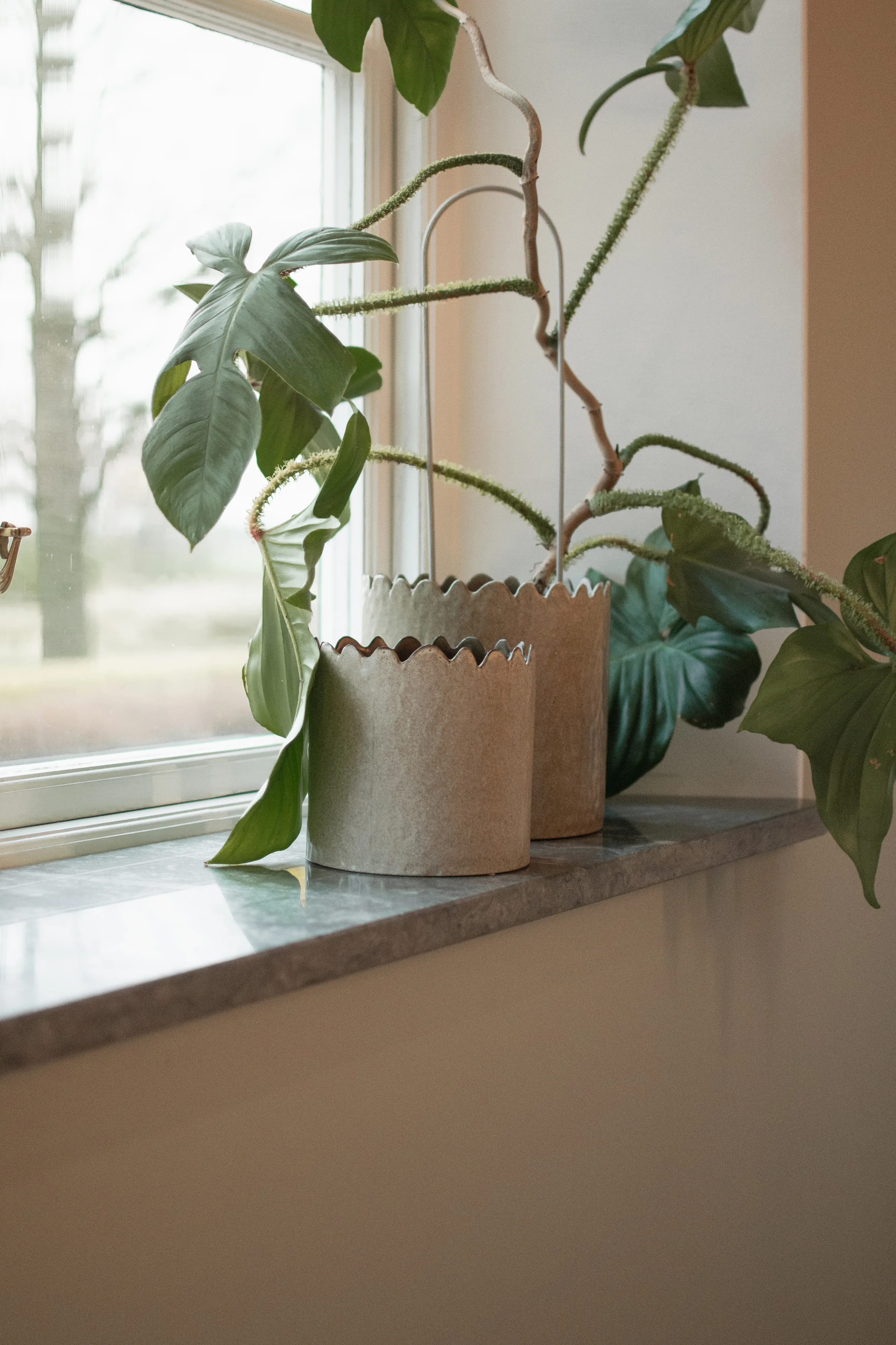 Flowery pot 16 cm, Beige