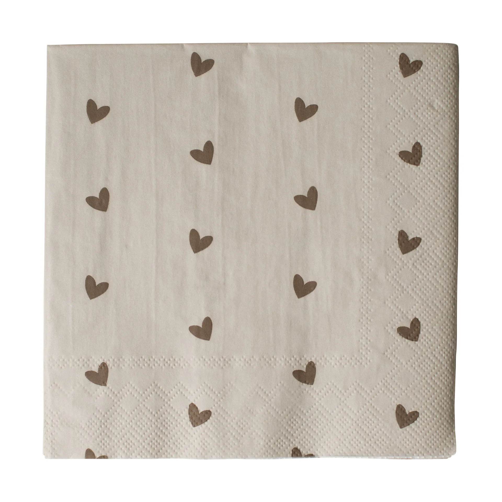 Heart paper napkin 33x33 cm 20-pack, Brown-beige DBKD