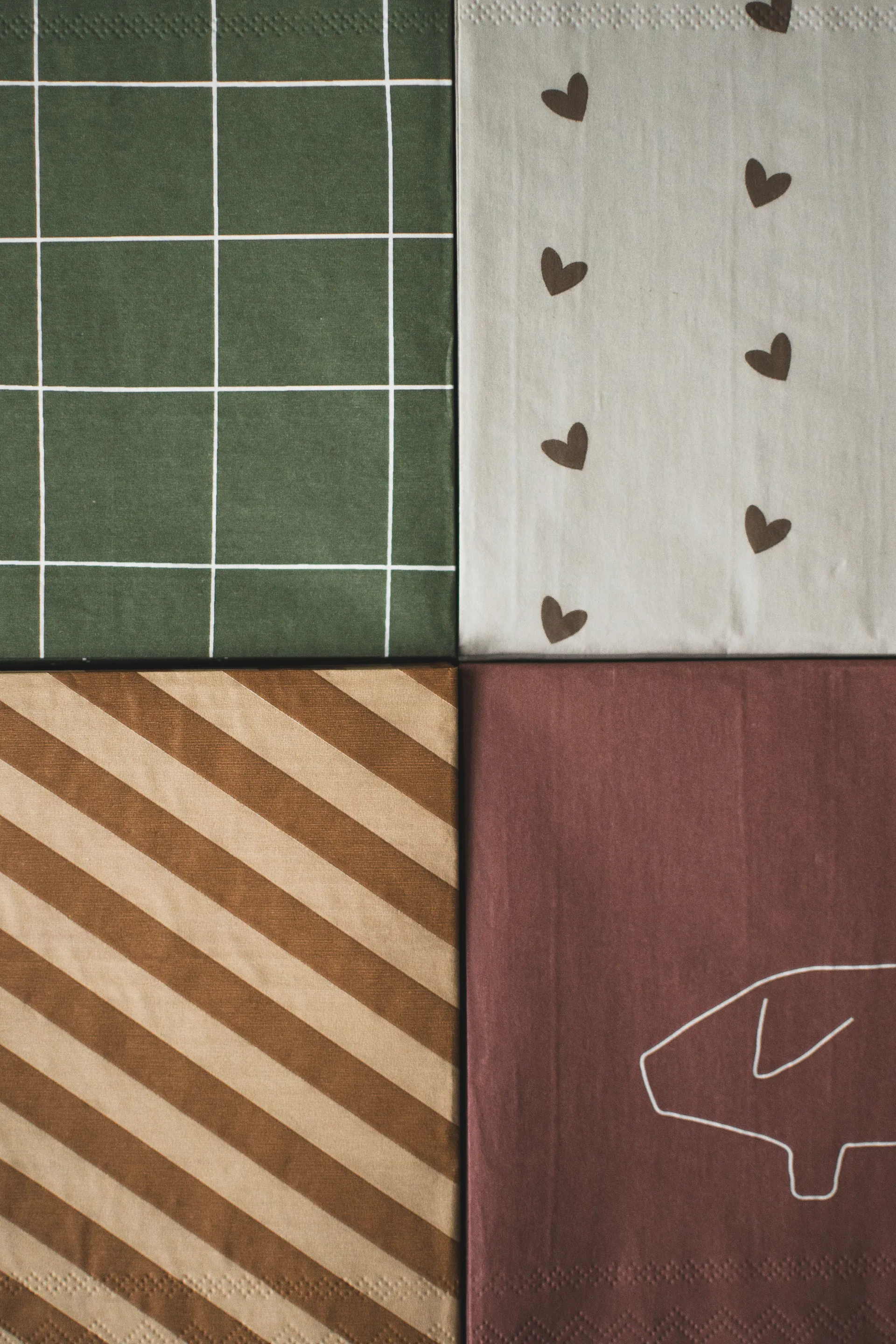 Heart paper napkin 33x33 cm 20-pack, Brown-beige DBKD