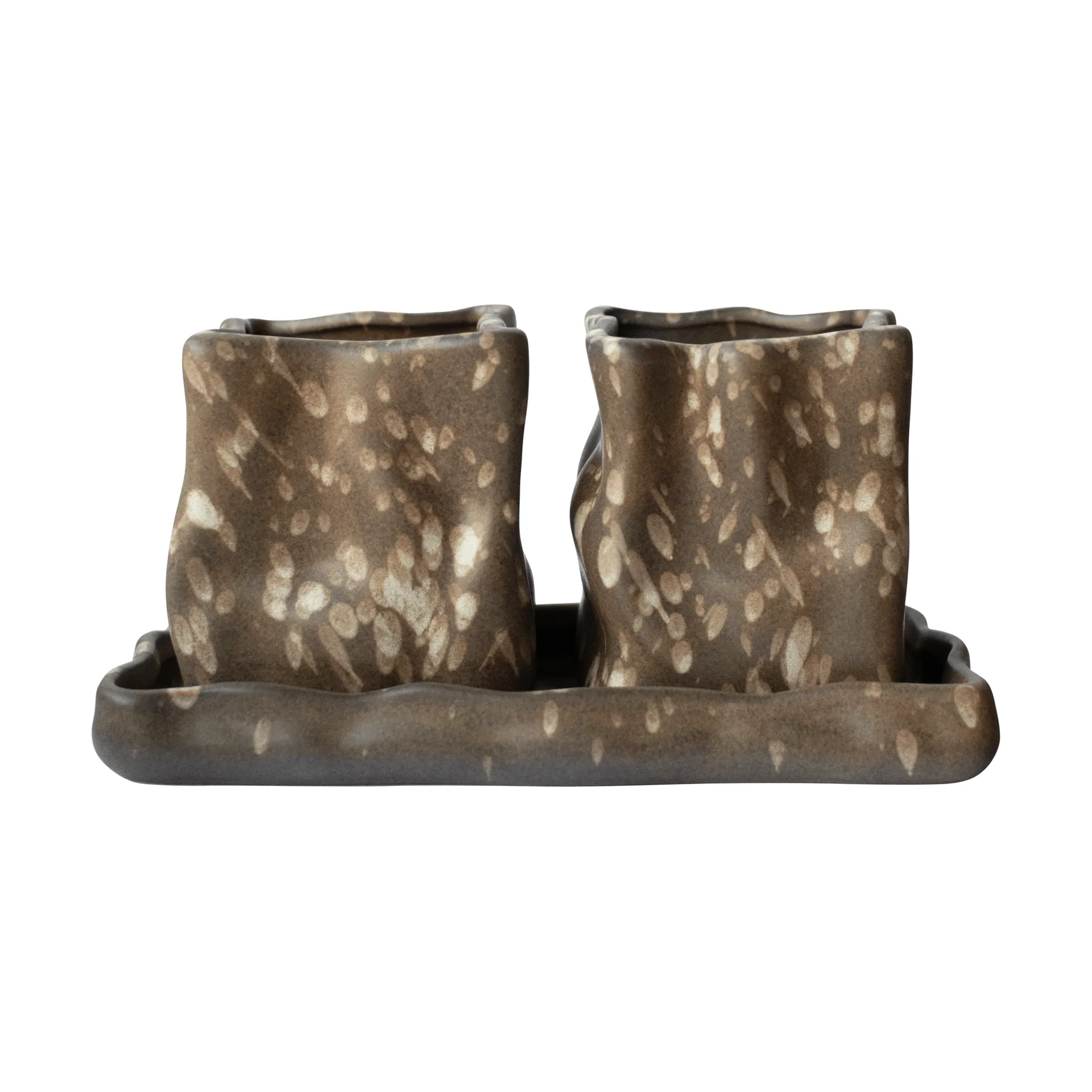 Herb pot, set of 3, Brown dot DBKD