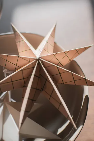 Paper winter star hanging decoration - Square sand, large, Ø19 cm - DBKD